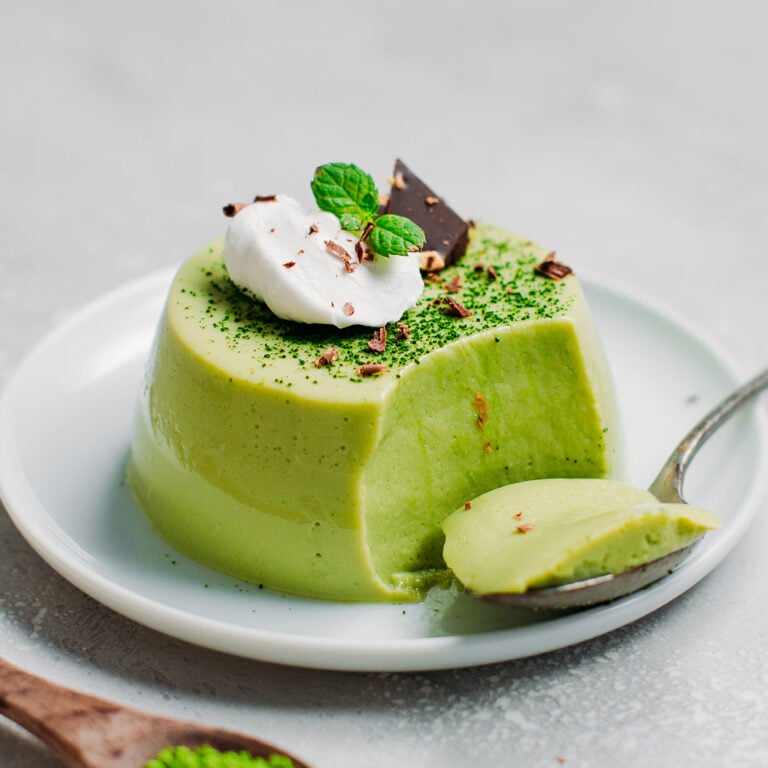 Matcha White Chocolate Flan (Vegan)