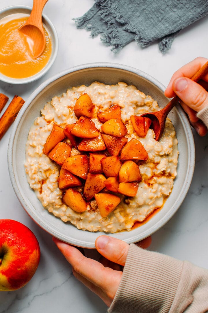 Salted Caramel Apple Pie Oatmeal - Full of Plants