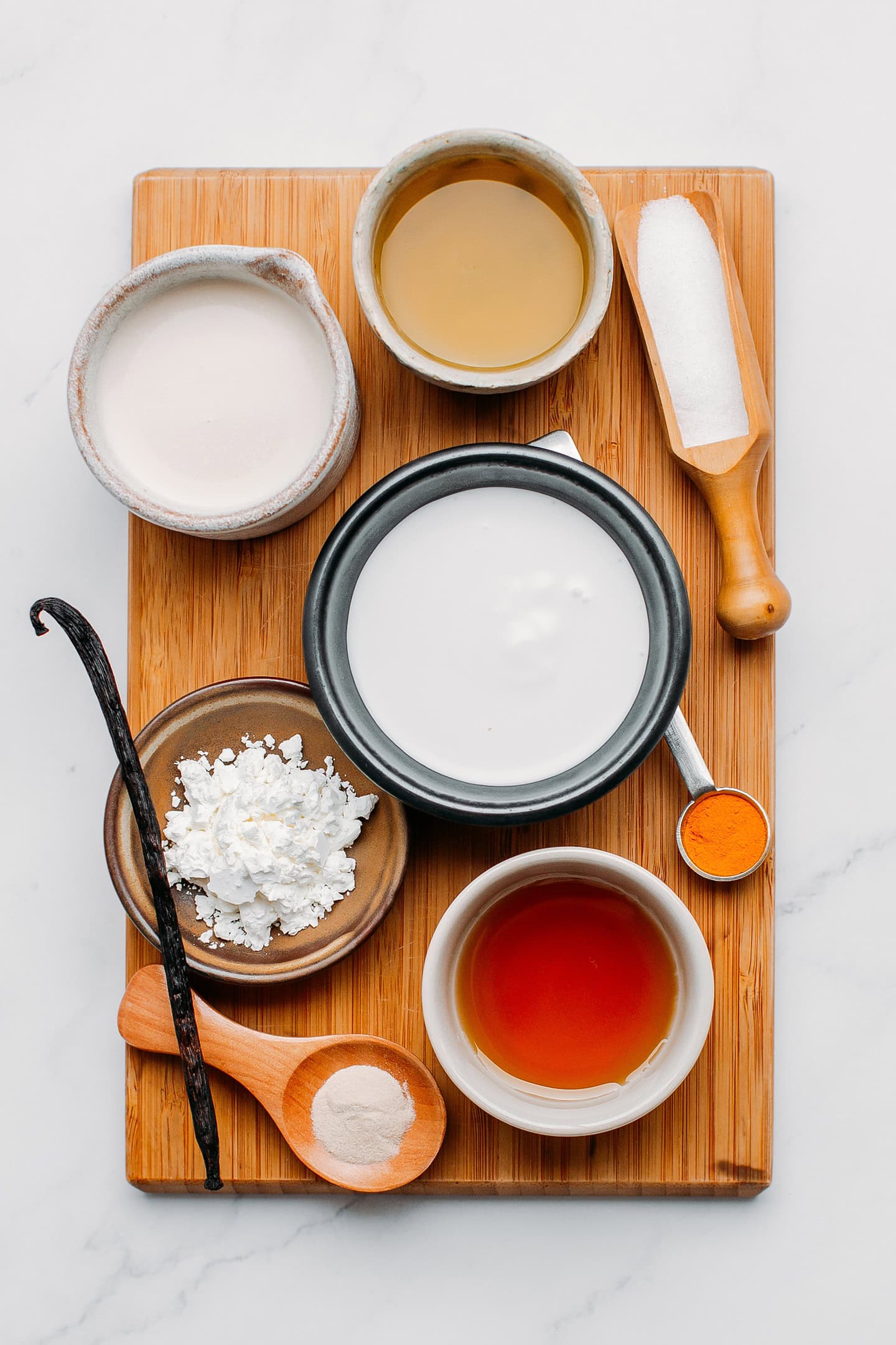 Ingredients to make vegan île flottante.