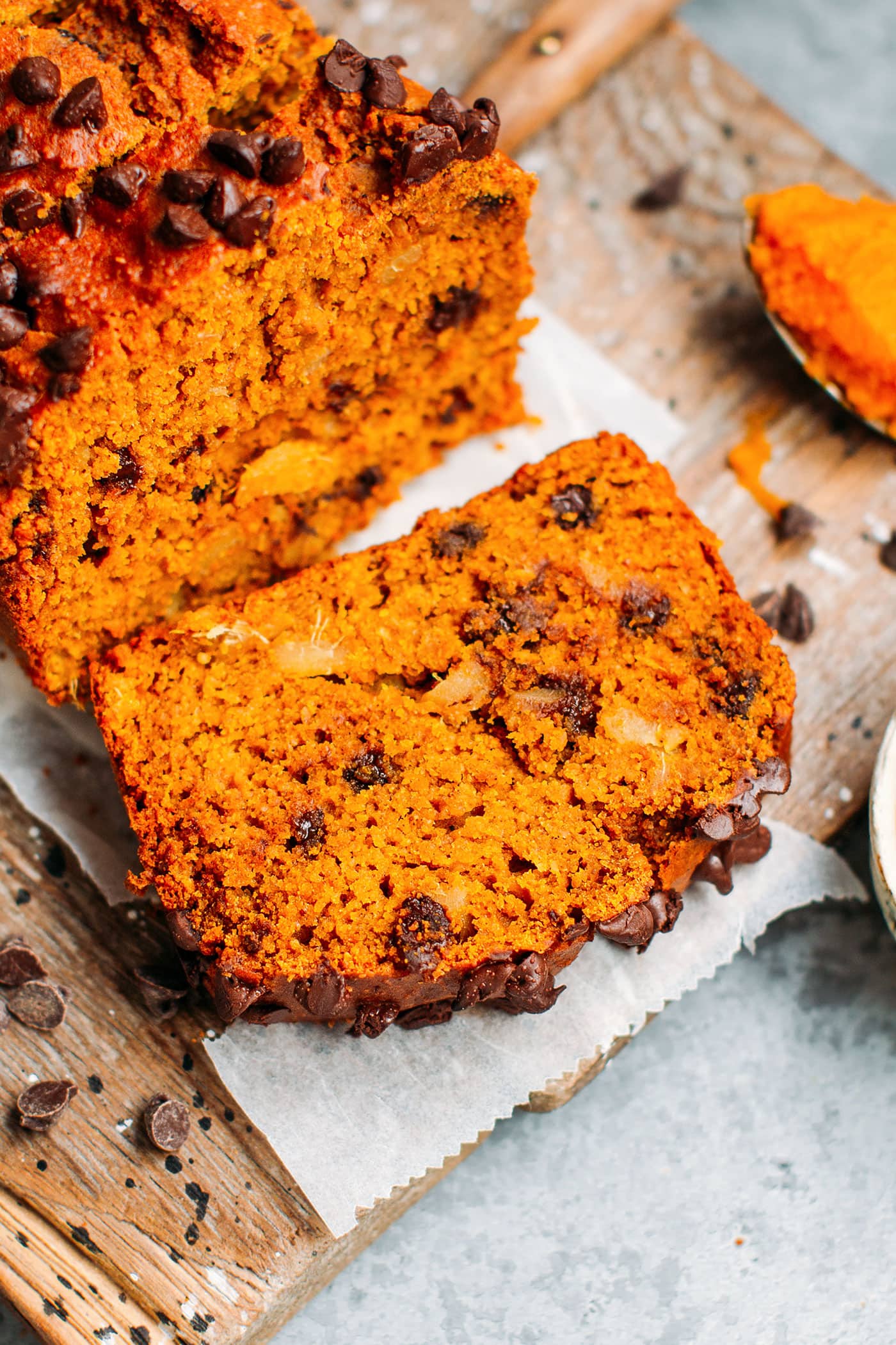 Candied Ginger & Chocolate Chip Pumpkin Bread