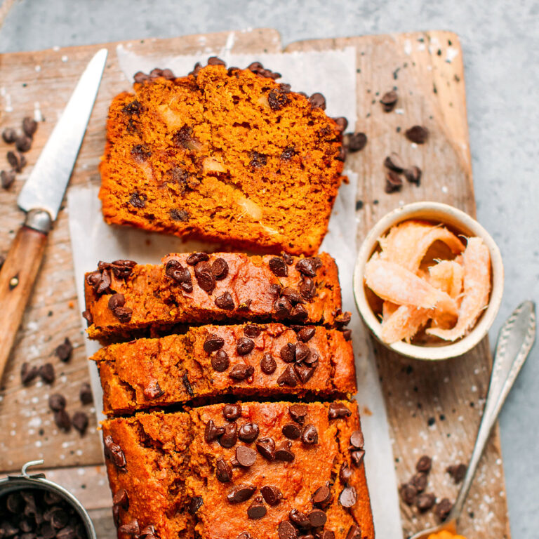 Candied Ginger & Chocolate Chip Pumpkin Bread