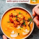 Easy Pumpkin Soup with Spicy Croutons