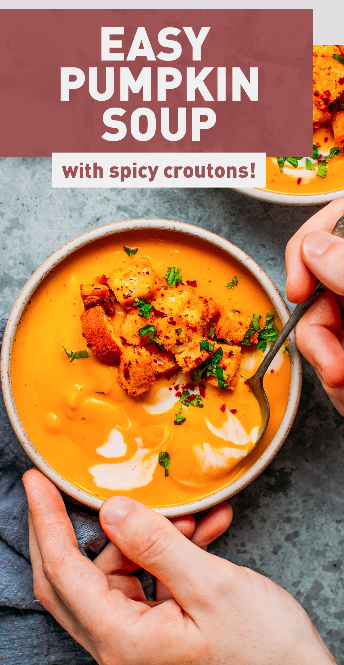 Easy Pumpkin Soup with Spicy Croutons Full of Plants