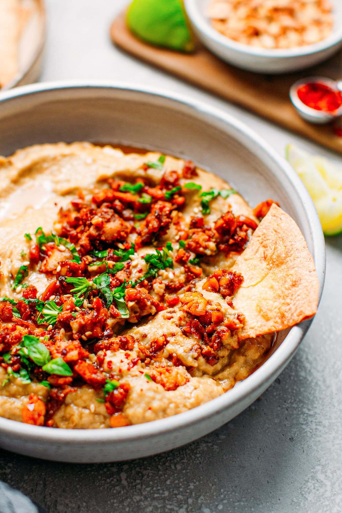 Eggplant Dip with Smoky Tempeh Scramble