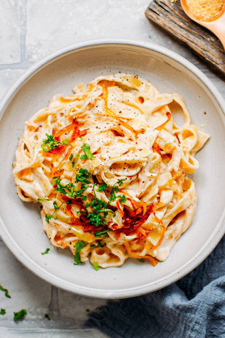 Creamy Caramelized Onion Pasta Full of Plants