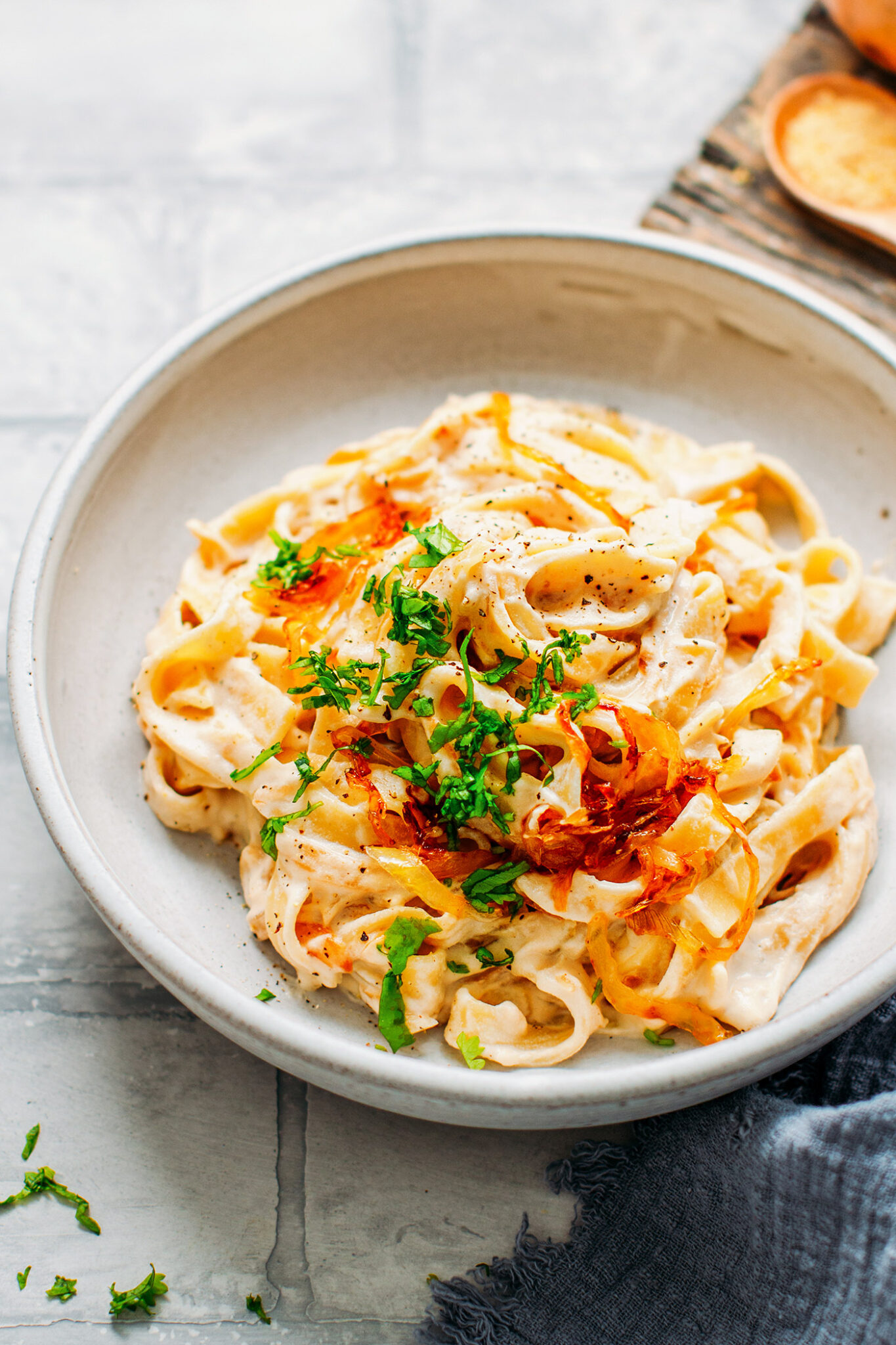 Creamy Caramelized Onion Pasta Full of Plants
