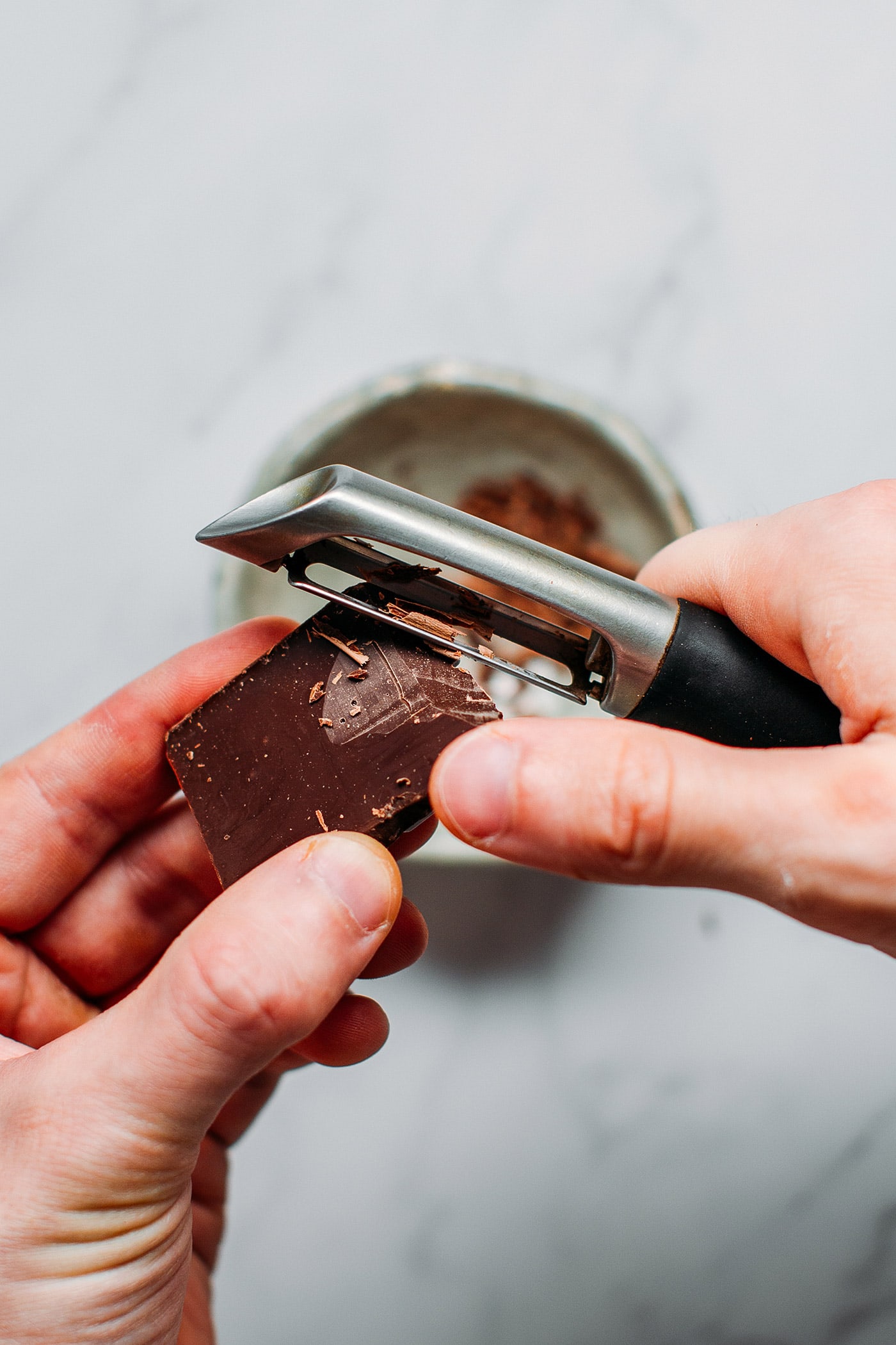 Shaving hot chocolate.