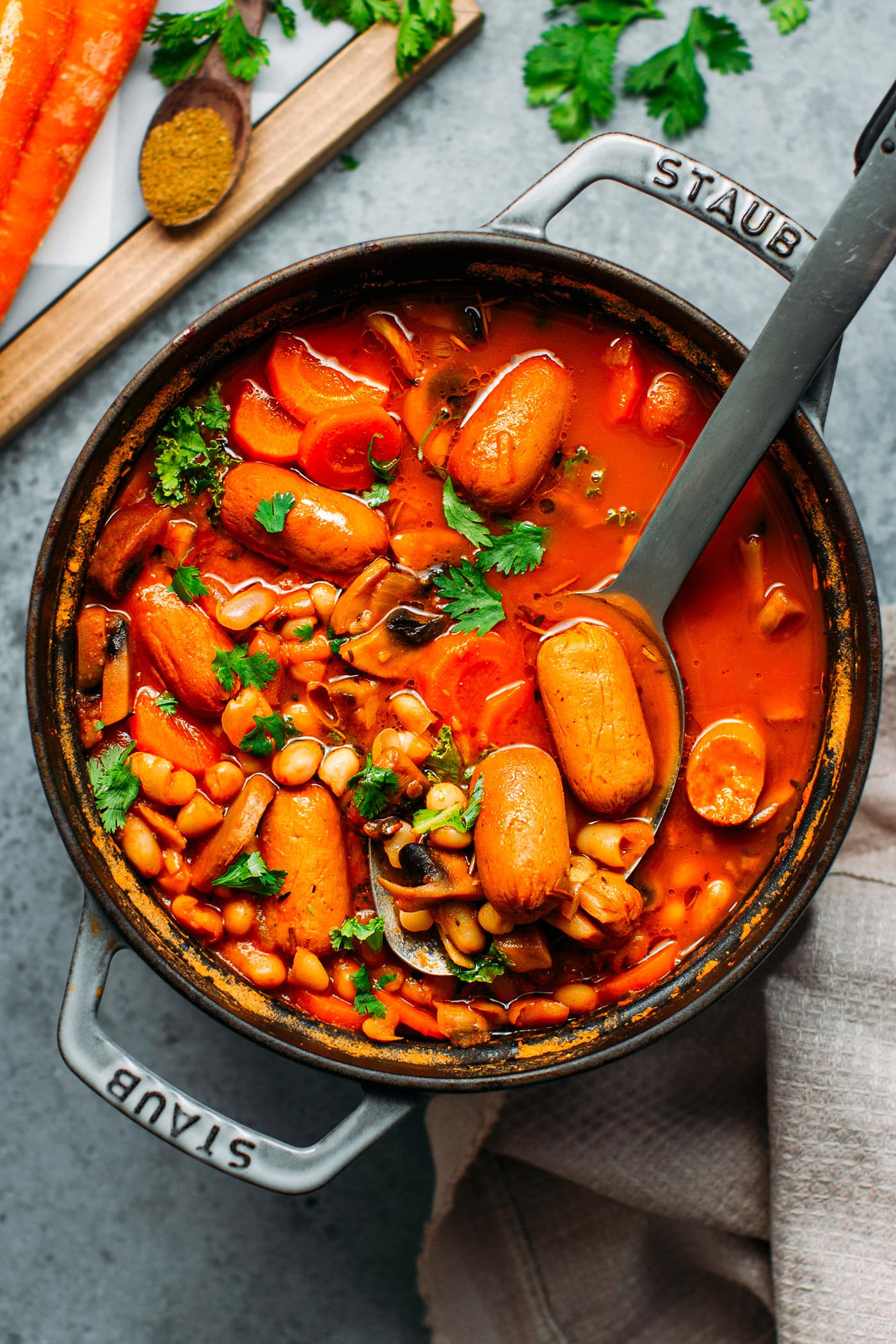 White Bean and Vegan Sausage Stew