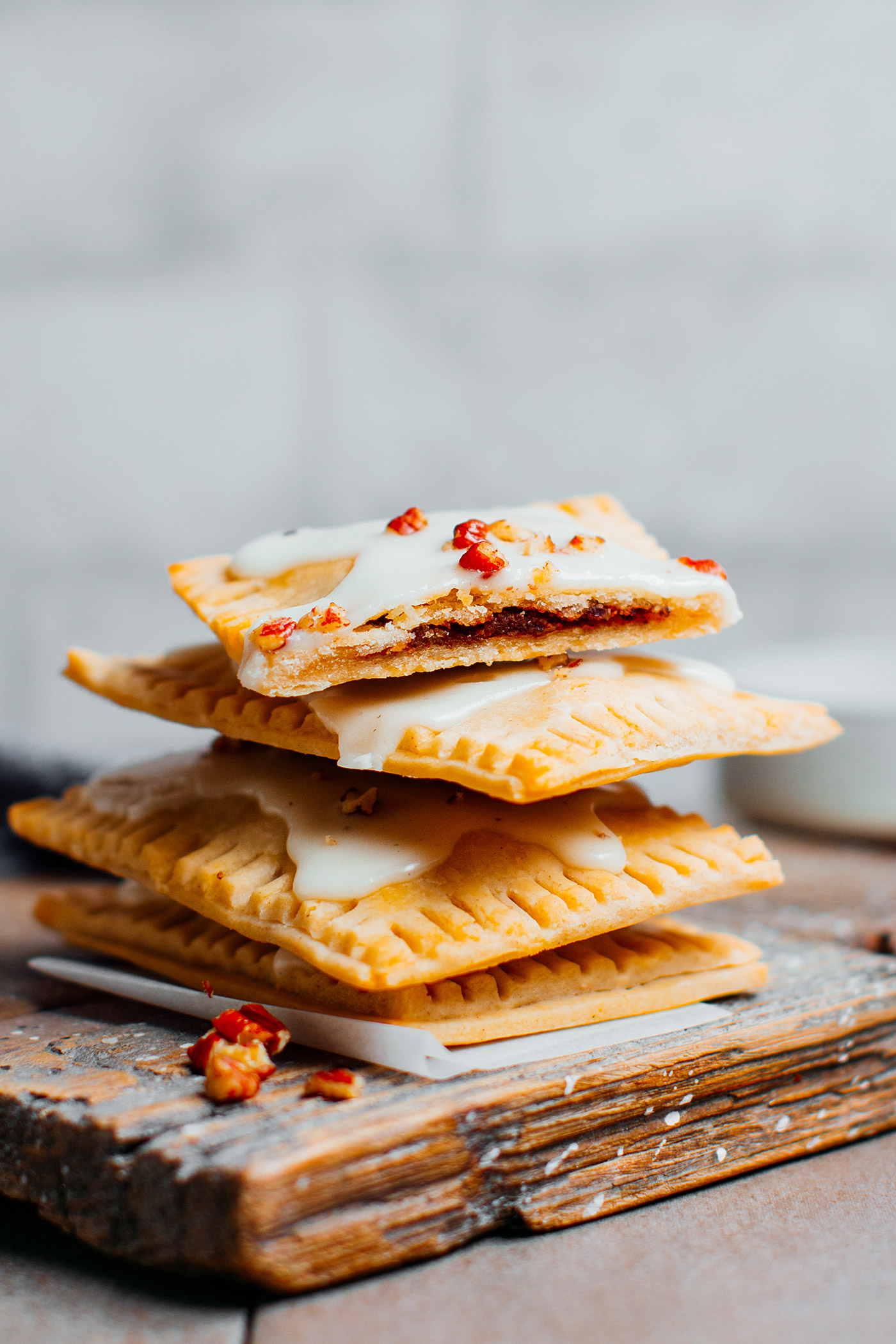 Vegan chai pecan pop tarts with vanilla glaze