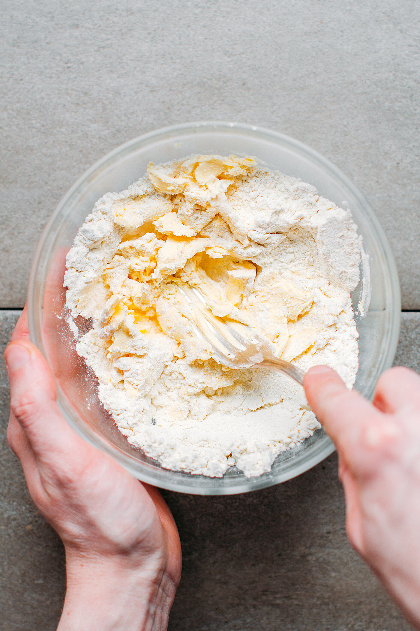 Making pastry crust in a bowl