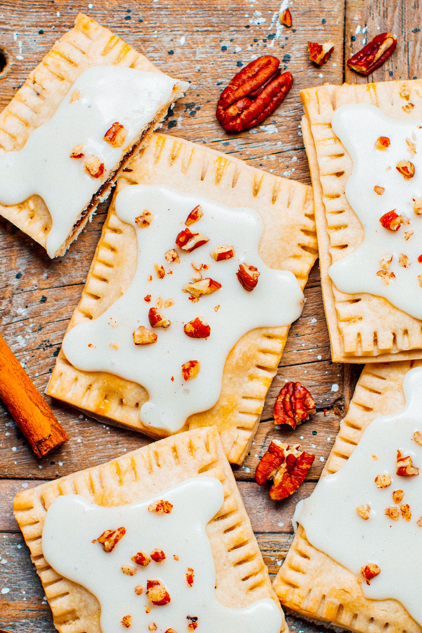 Close up of vegan chai pecan pop tarts