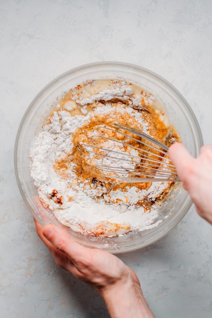 Batter to make vegan cinnamon sugar donuts