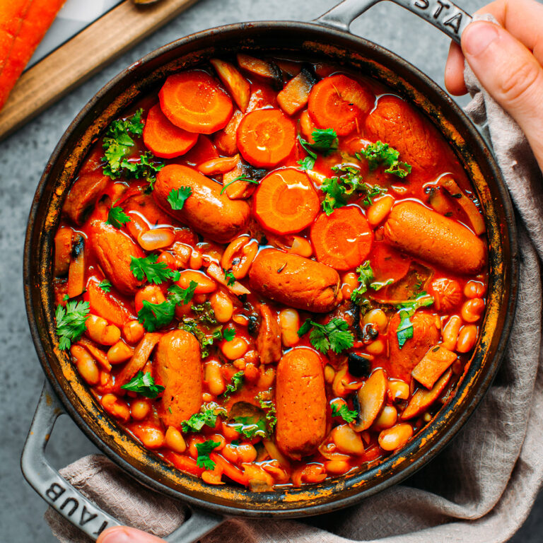 White Bean and Vegan Sausage Stew