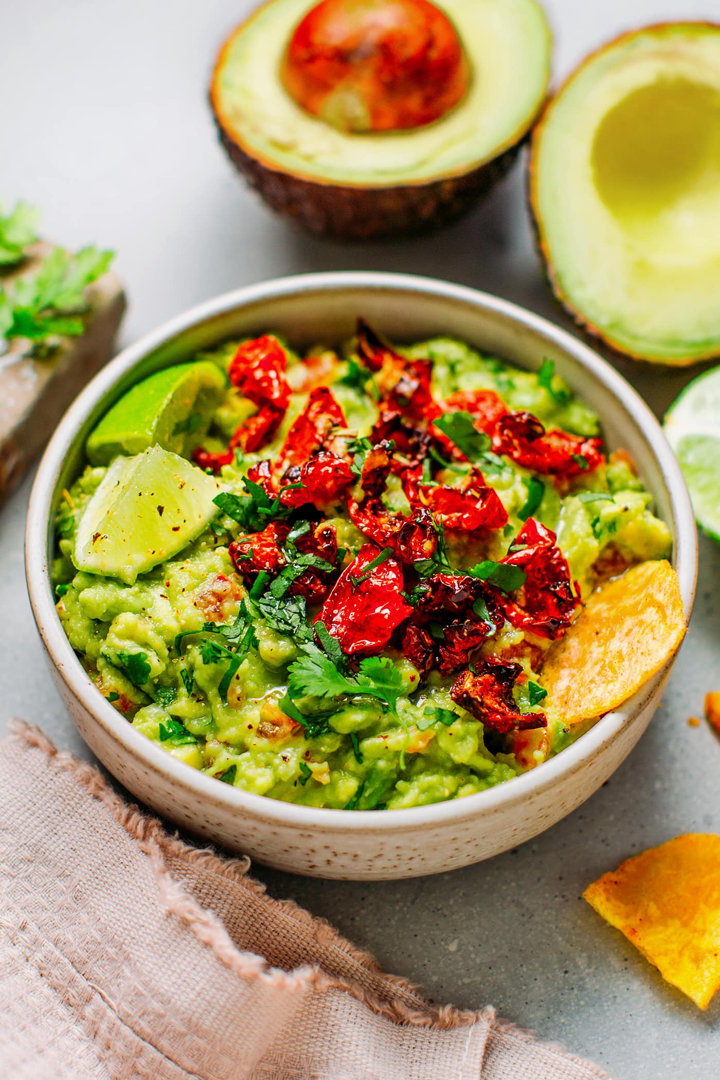 Guacamole with Rosemary Sun-Dried Tomatoes - Full of Plants