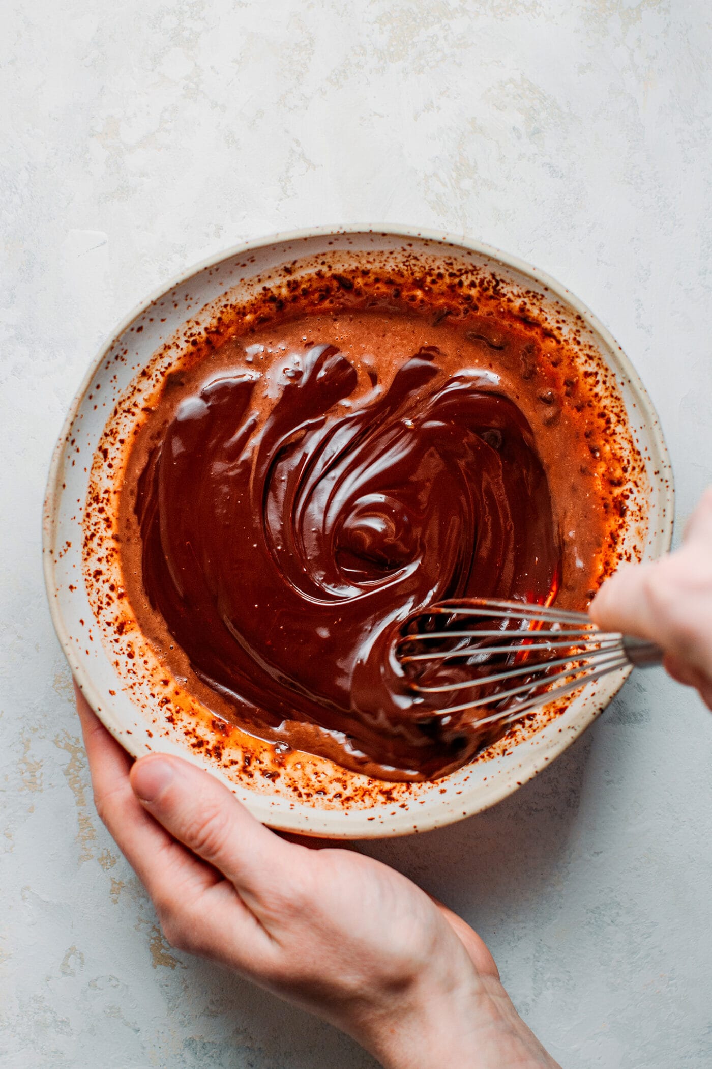 Chocolate ganache in a bowl.