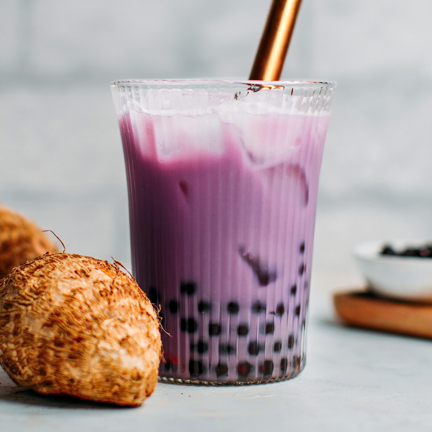 Taro Bubble Milk Tea - Boba - My Vegan Minimalist