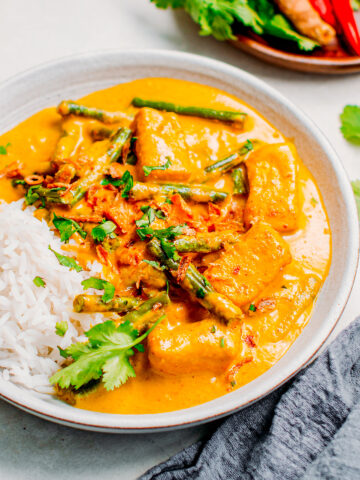 Close up of vegan indonesian curry.