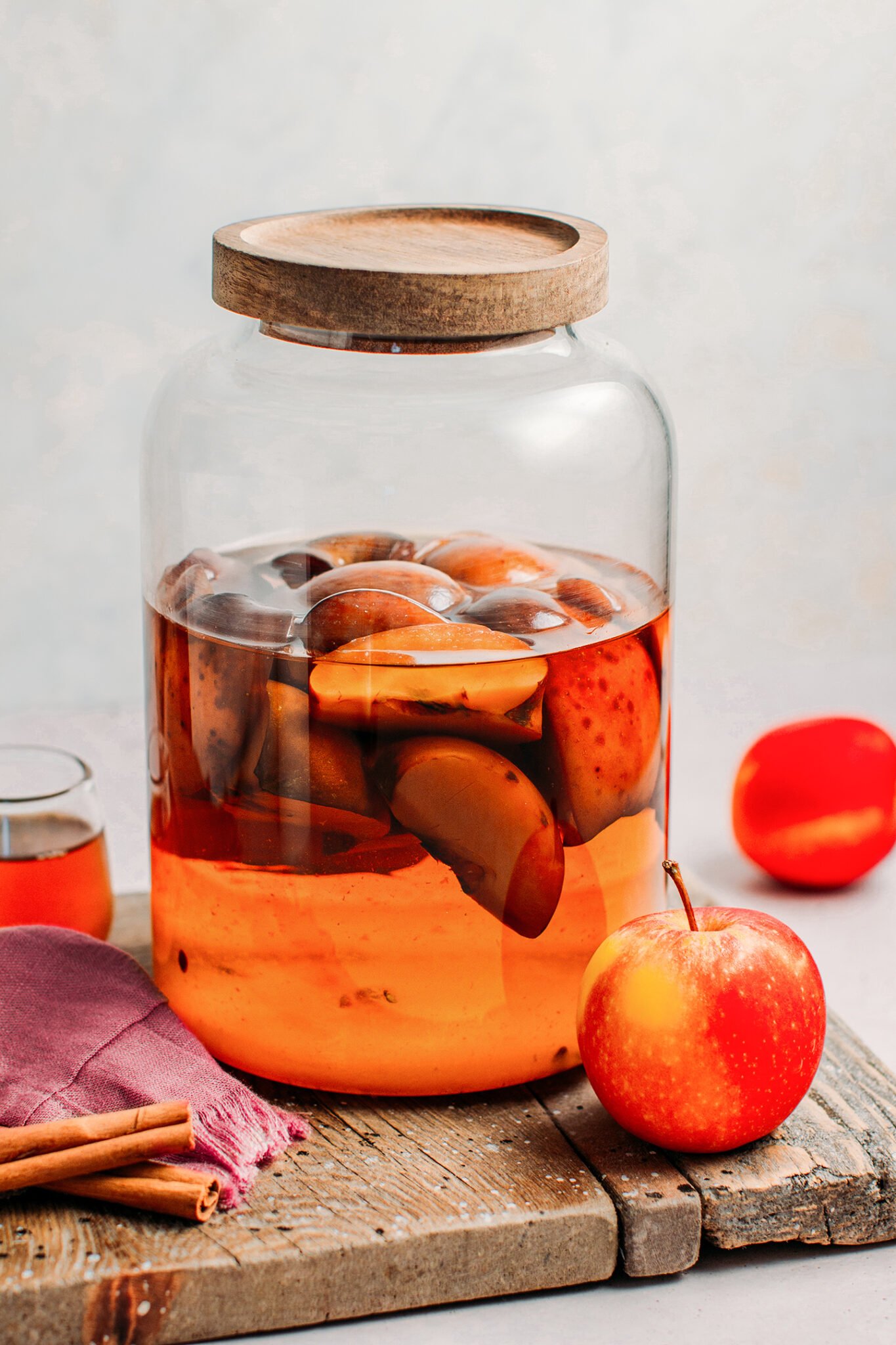Homemade Apple Liquor Full of Plants