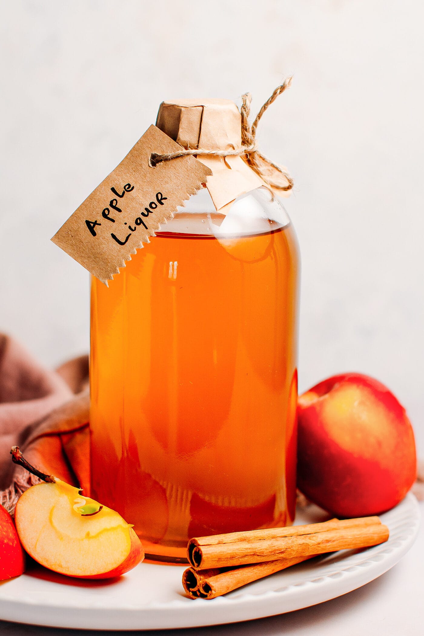 Bottle of homemade apple liquor.