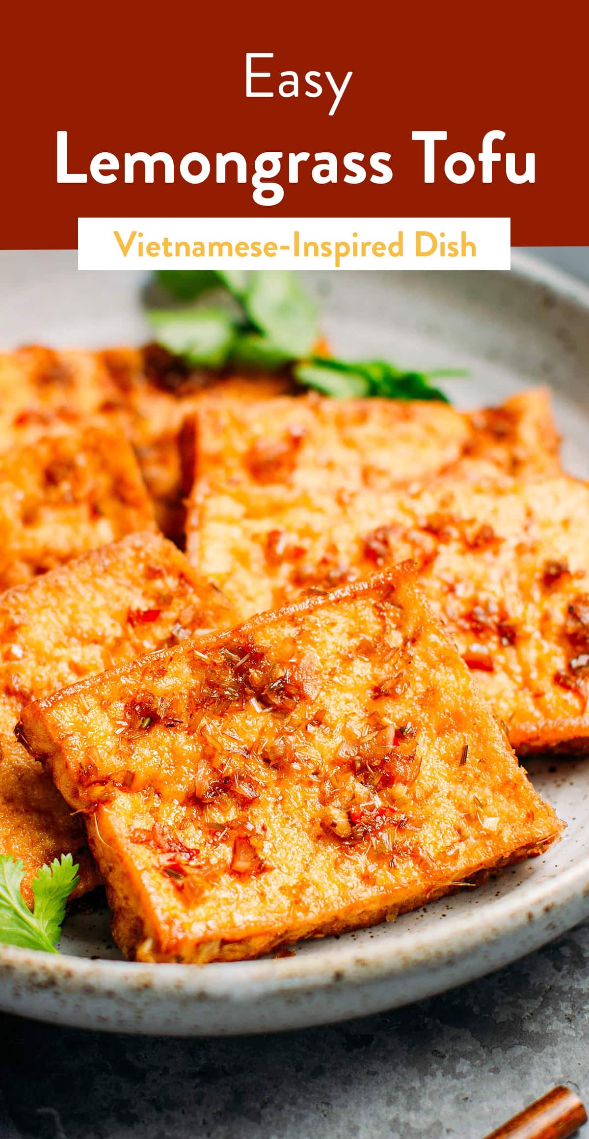 This tender and juicy tofu is infused with plenty of lemongrass, garlic, and chili. It's citrusy, spicy, and garlicky! Just 9-ingredient and 45 minutes to prepare this delicious plant-based side!