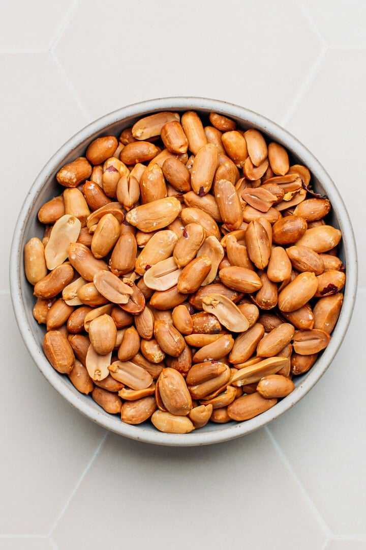 Roasted peanuts in a bowl.