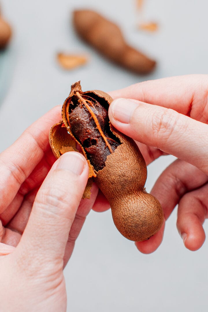 Tamarind pulp in its pod.