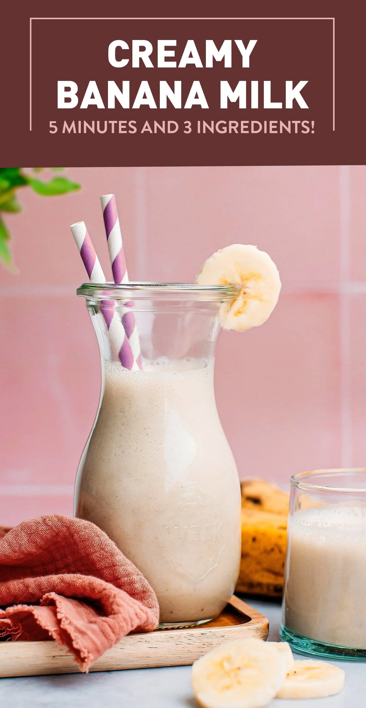 This Korean-inspired banana milk is made with just 3 ingredients in 5 minutes. It's super refreshing, not too sweet, and packed with banana flavor. A delicious drink to sip on during summer!