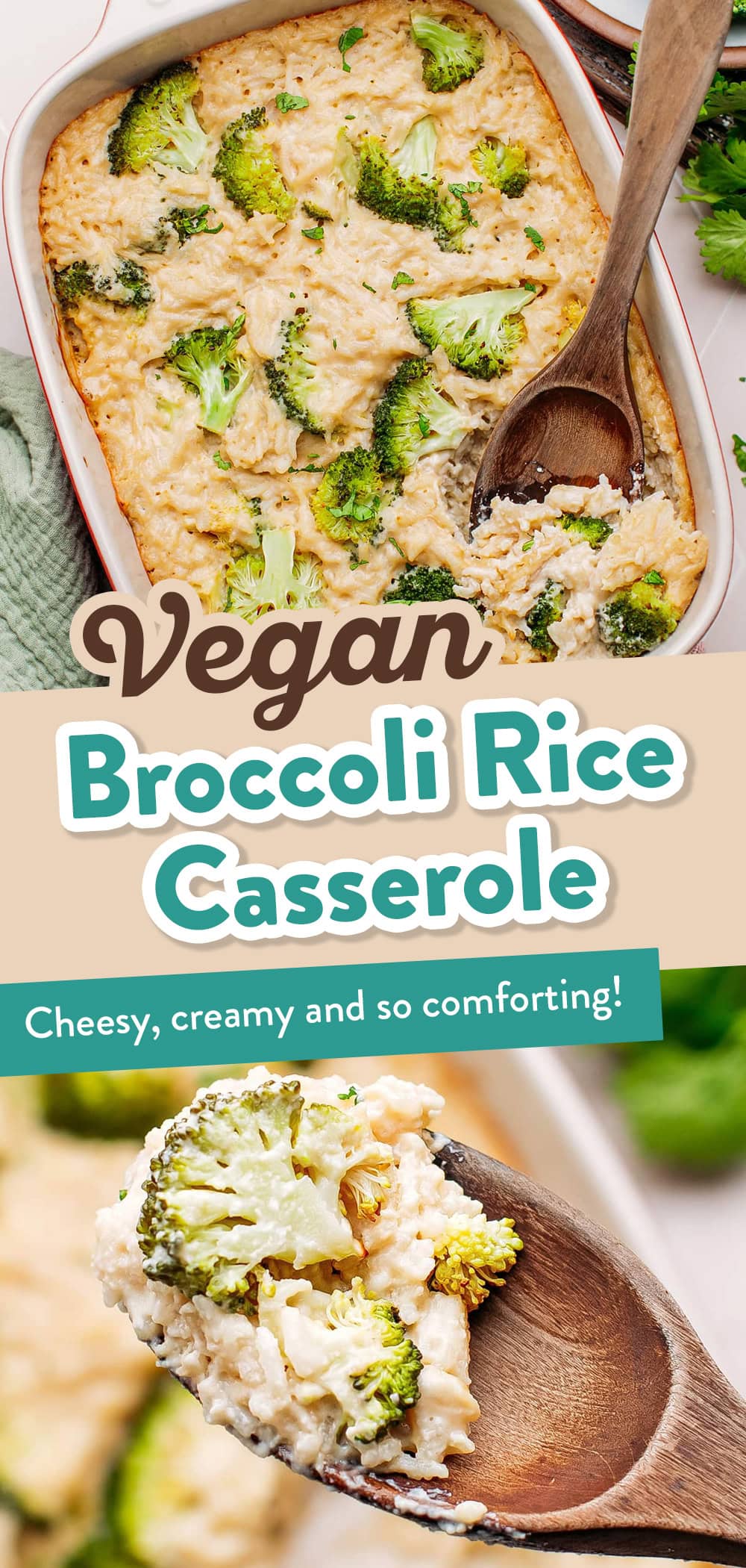 Introducing the ultimate vegan broccoli rice casserole! This simple casserole delivers plenty of cheese flavor, a super creamy consistency, and comes with an abundance of tender broccoli florets. A wonderful plant-based dish that will warm you up from the inside! #casserole #vegan
