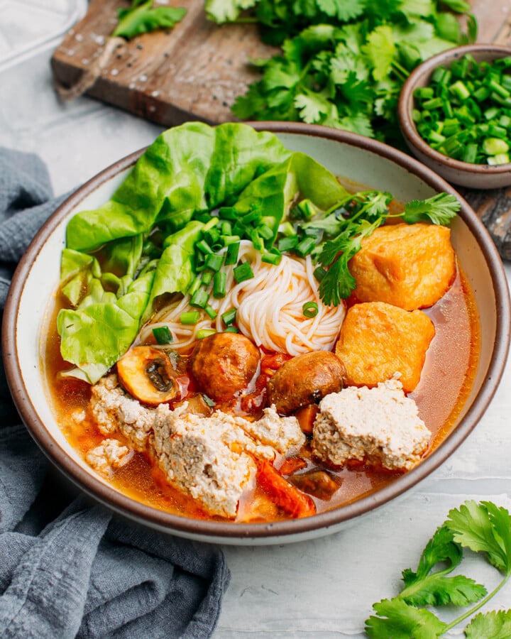 Vegan Bun Rieu (Vietnamese Crab Noodle Soup)