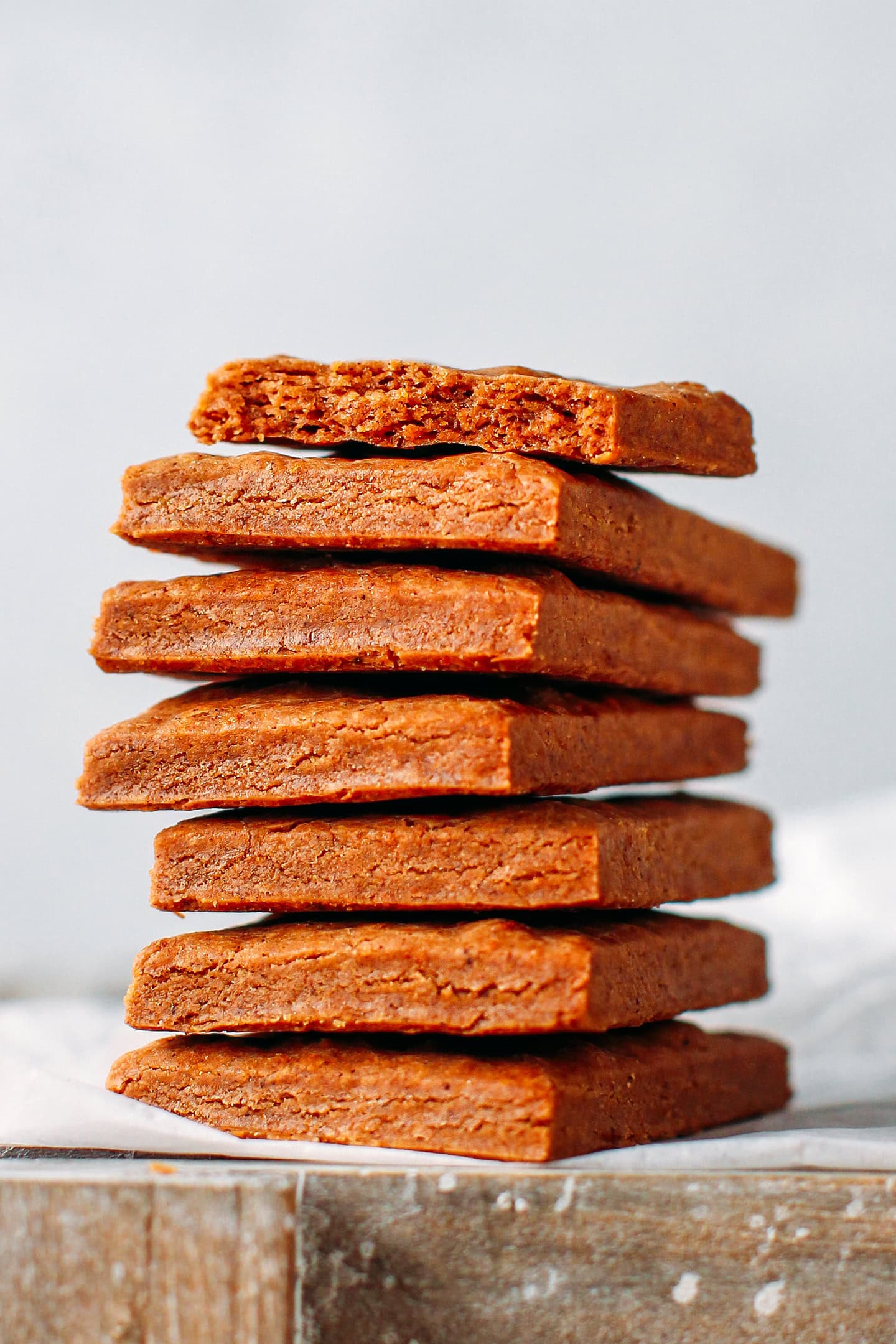 Stacked homemade biscoff cookies.