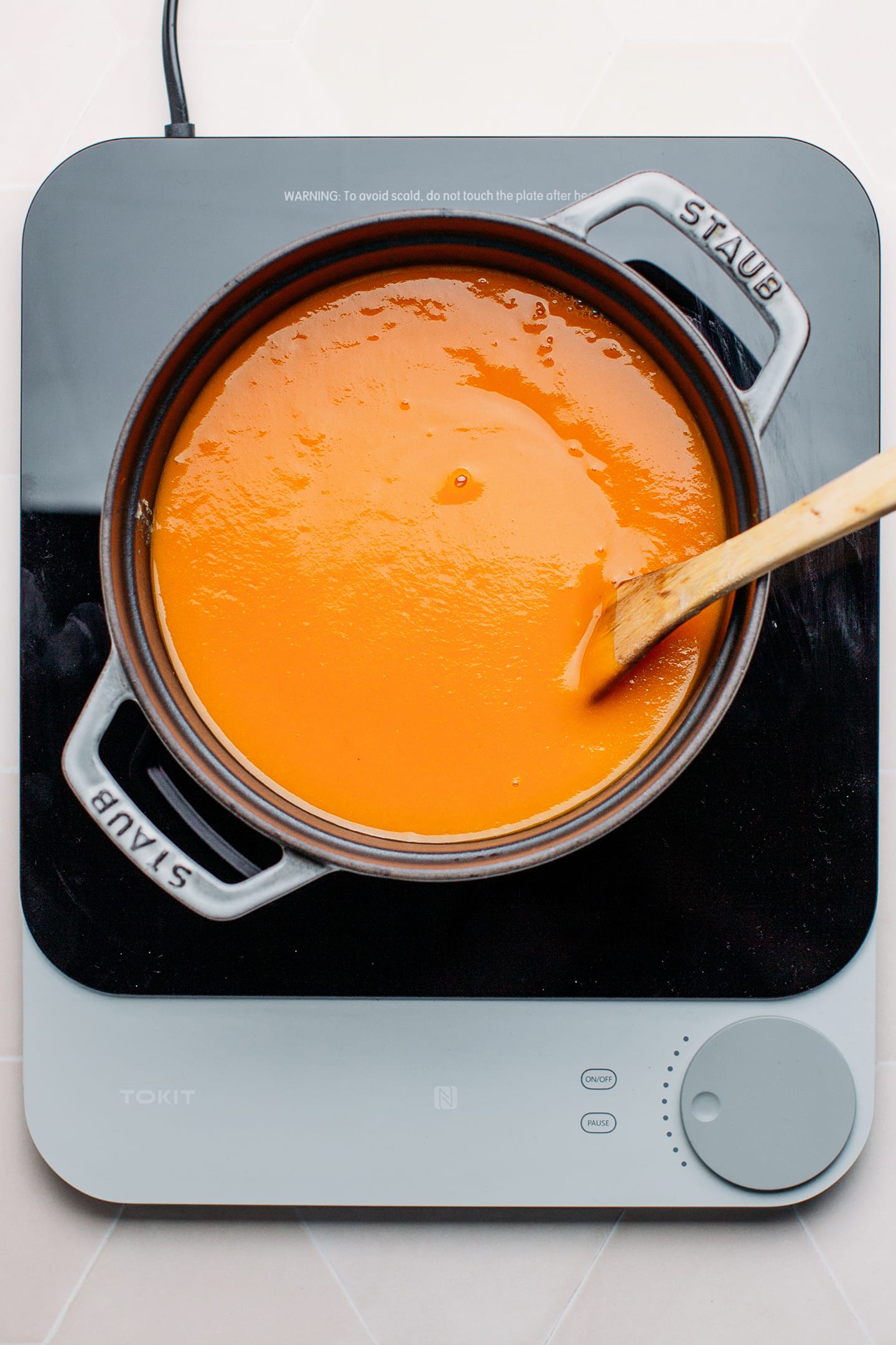 Sweet potato gravy in a pot.