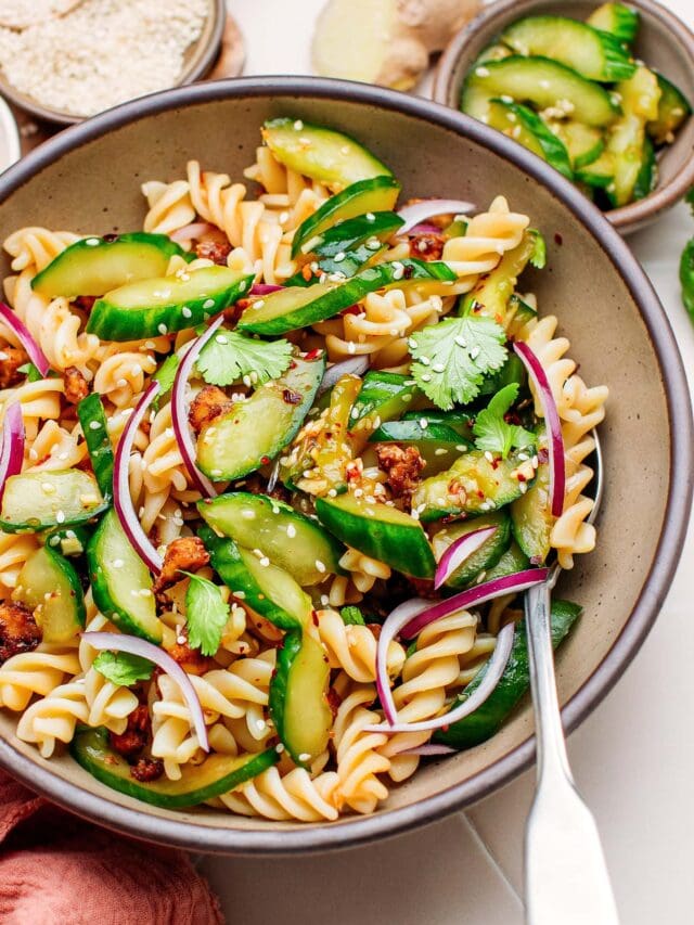 Smashed Cucumber Pasta Salad