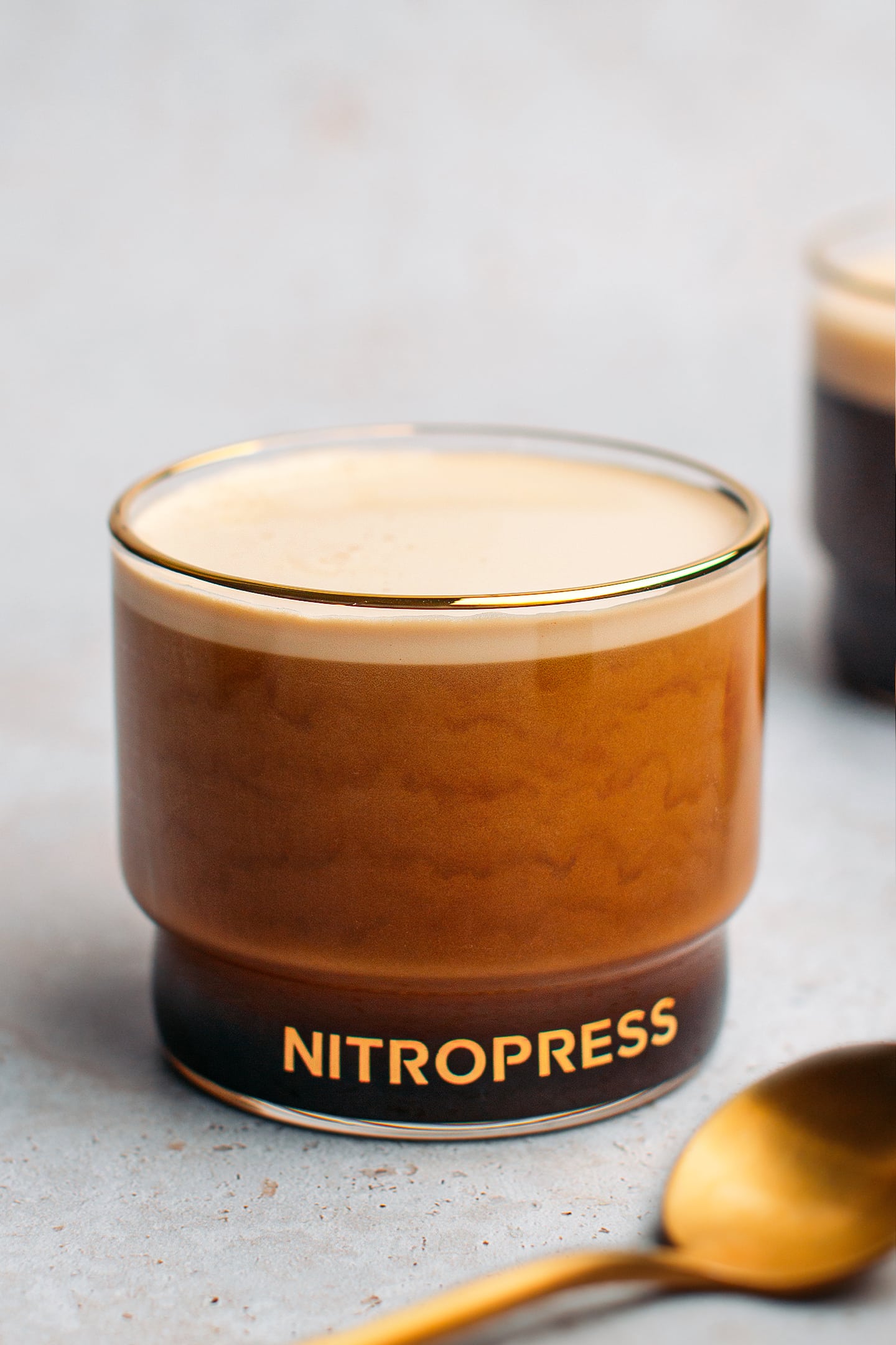 Cold brew infused with nitrogen in a glass.