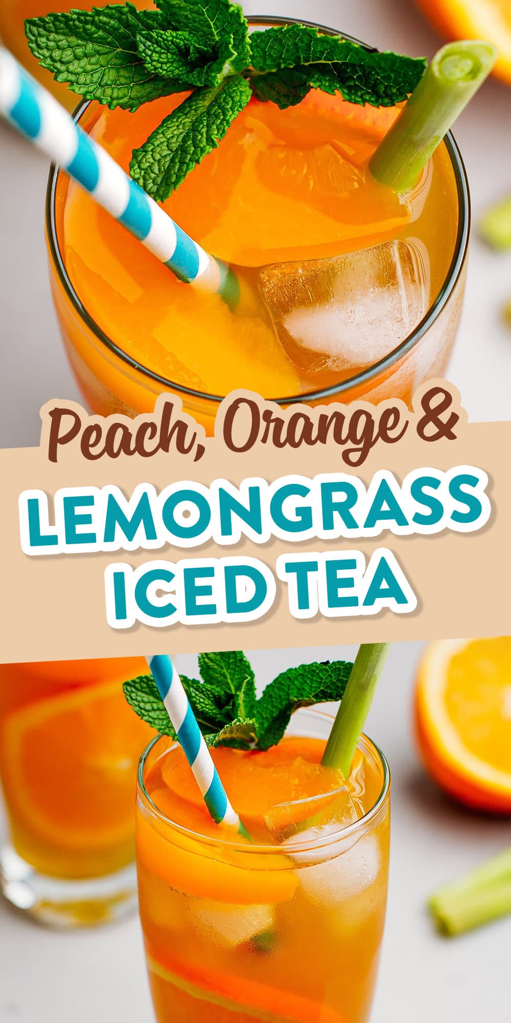 Looking for a refreshing and healthy drink to enjoy this summer? Look no further than our Vietnamese-inspired peach, orange, and lemongrass iced tea! This classic iced tea has a floral and citrusy aroma that will surely satisfy your thirst!