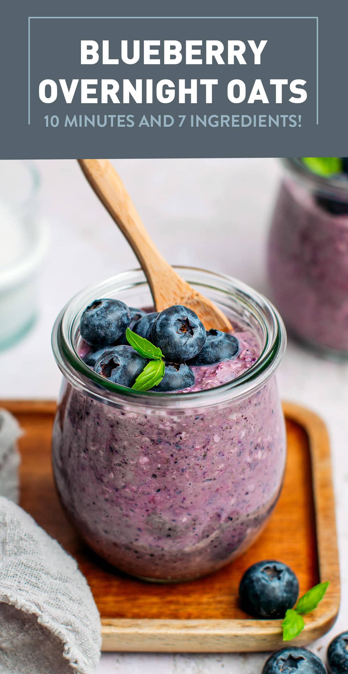 Blueberry overnight oats are a fruity, healthy, and refreshing breakfast that is simple to make with just a few ingredients. Our recipe combines sweet blueberries with plant-based yogurt and a splash of maple syrup for a naturally sweetened treat! #vegan #overnightoats #blueberries