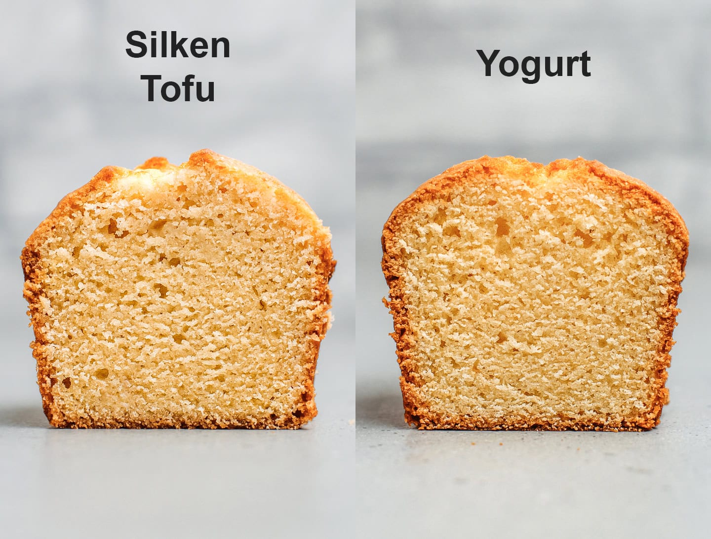 Comparison of pound cake with yogurt and silken tofu.