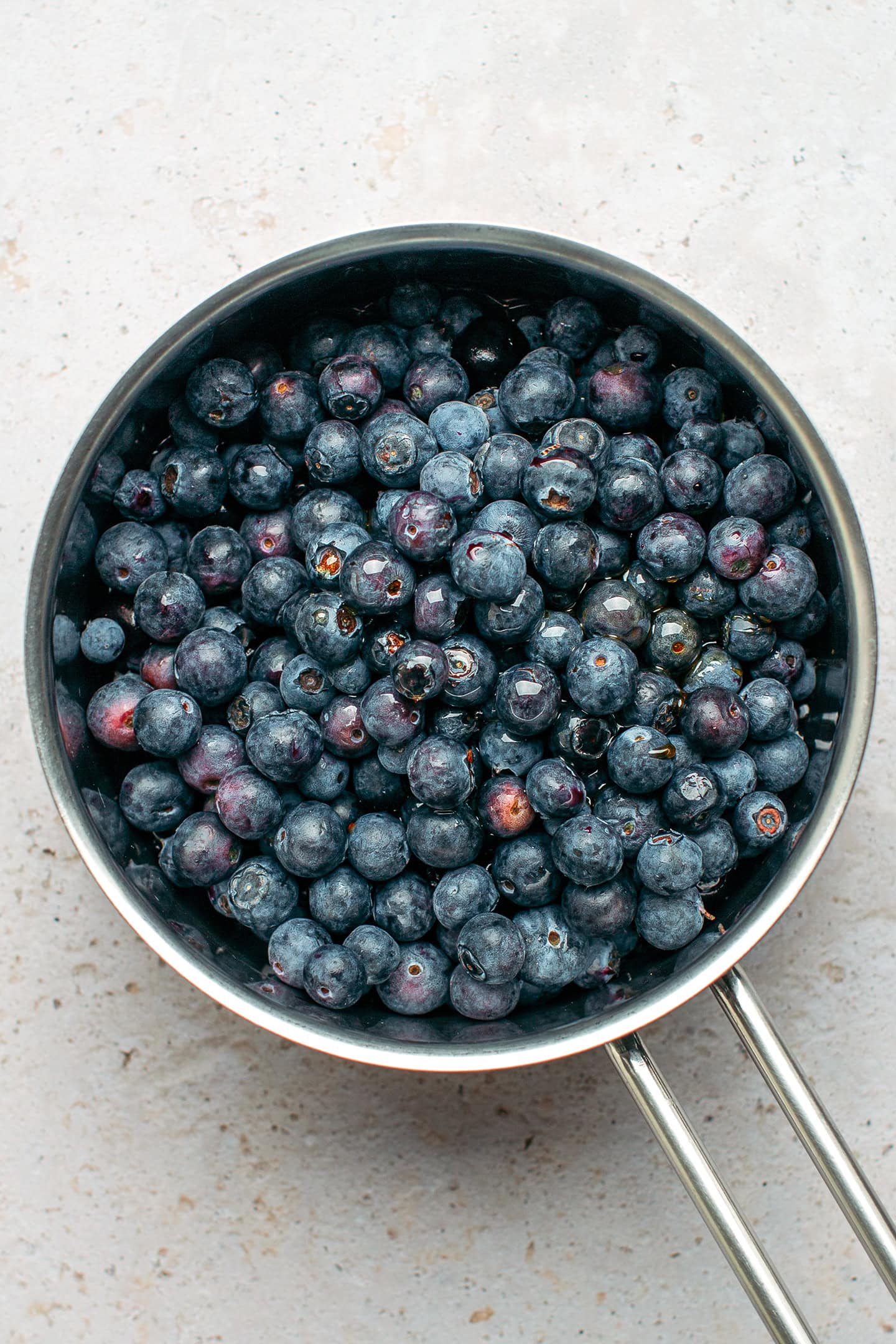 Blueberries in a saucepan.