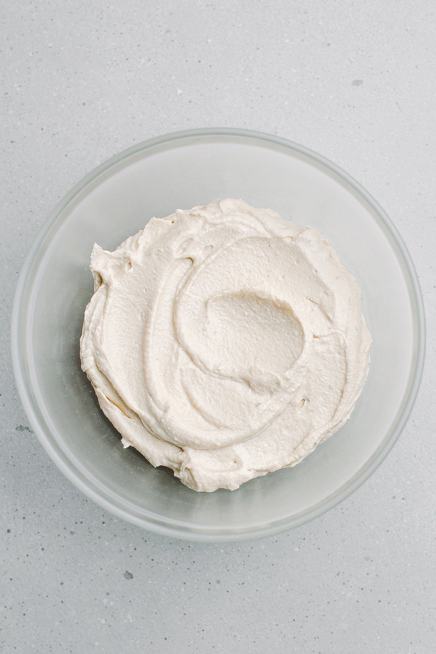 Cashew cream cheese in a bowl.