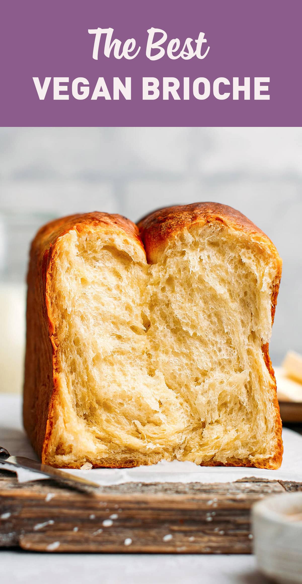 Introducing the best vegan brioche! Entirely plant-based, this brioche has a rich buttery aroma and the most incredible texture - it's light, stringy, and cottony! Plus, it is infused with a hint of orange blossom water and vanilla for delicate floral notes. You will never believe this brioche is eggless! #vegan #brioche #veganbaking