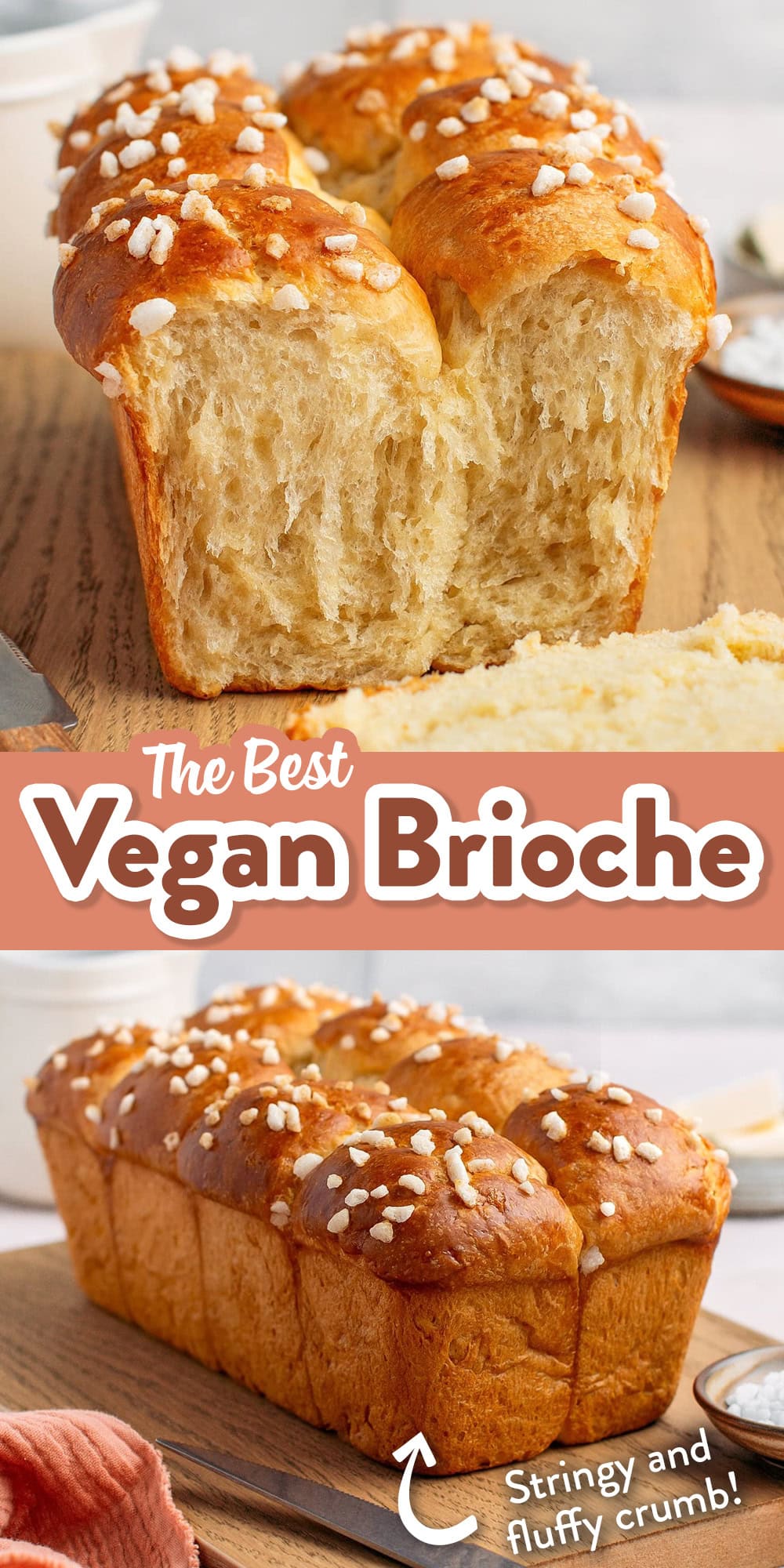 Introducing the best vegan brioche! Entirely plant-based, this brioche has a rich buttery aroma and the most incredible texture - it's light, stringy, and cottony! Plus, it is infused with a hint of orange blossom water and vanilla for delicate floral notes. You will never believe this brioche is eggless!
