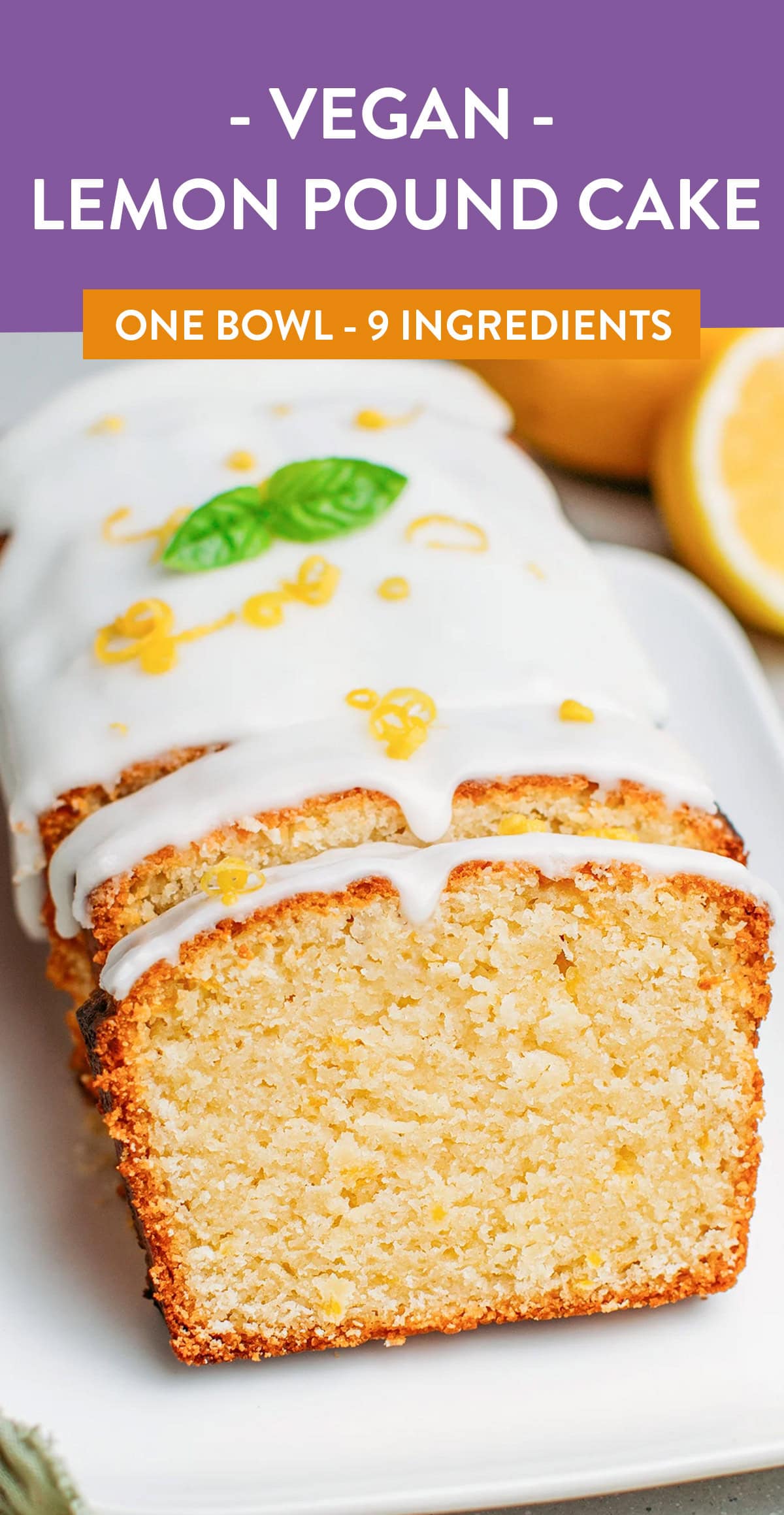 Celebrate the summer season with this rich vegan lemon pound cake! It has the most tender and buttery crumb and plenty of lemon flavor, thanks to the use of lemon zest and lemon juice. It's zesty, slightly tangy, and made with only 9 ingredients! #veganbaking #lemoncake