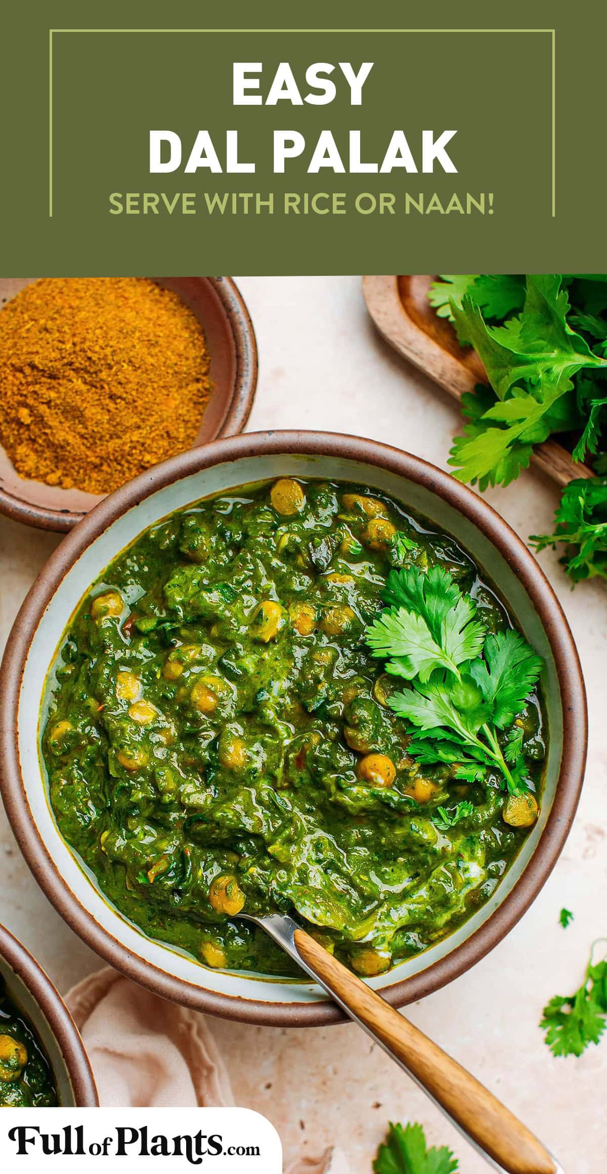 Healthy and incredibly flavorful chickpea and spinach curry. It's light, nutritious and packed with fiber and protein! #plantbased #indianfood #vegan #spinach #lentil