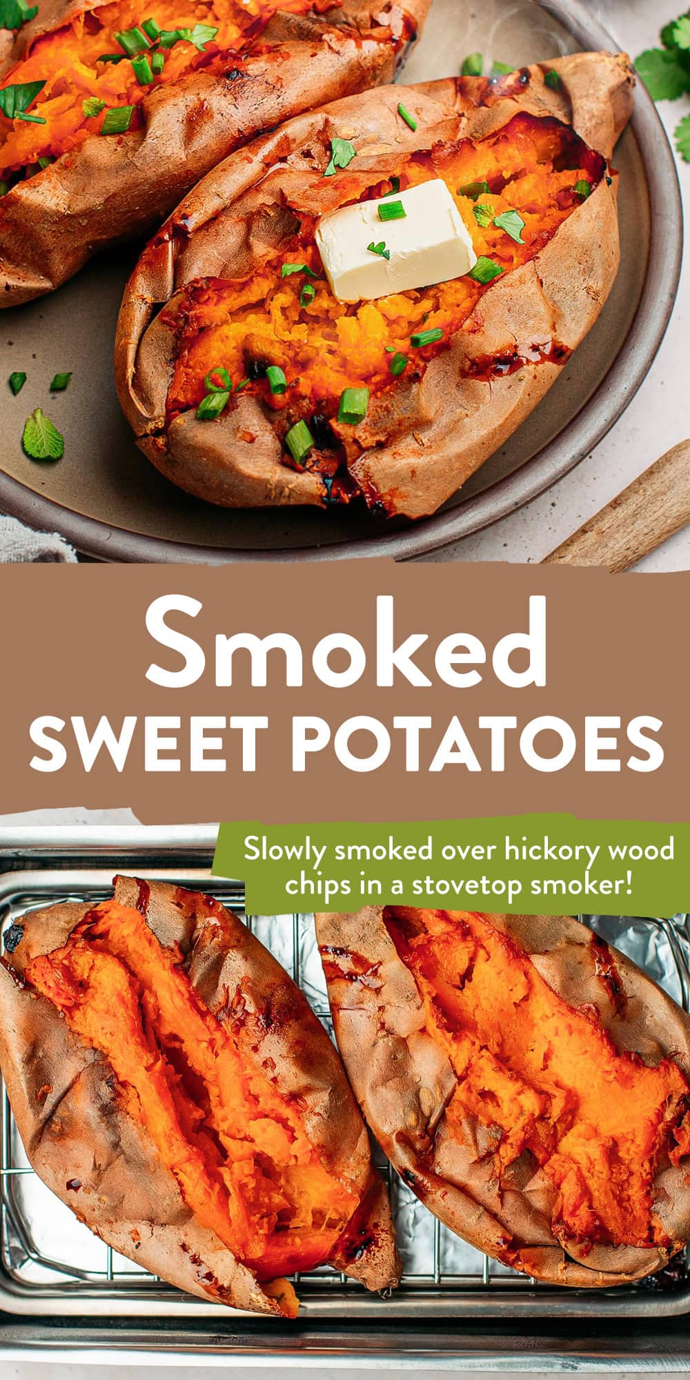 Slowly smoked over hickory wood chips in a stovetop smoker, these smoked sweet potatoes are so hearty and warming! Follow my step-by-step instructions to learn how to infuse your sweet potatoes with a wonderful smoky aroma.