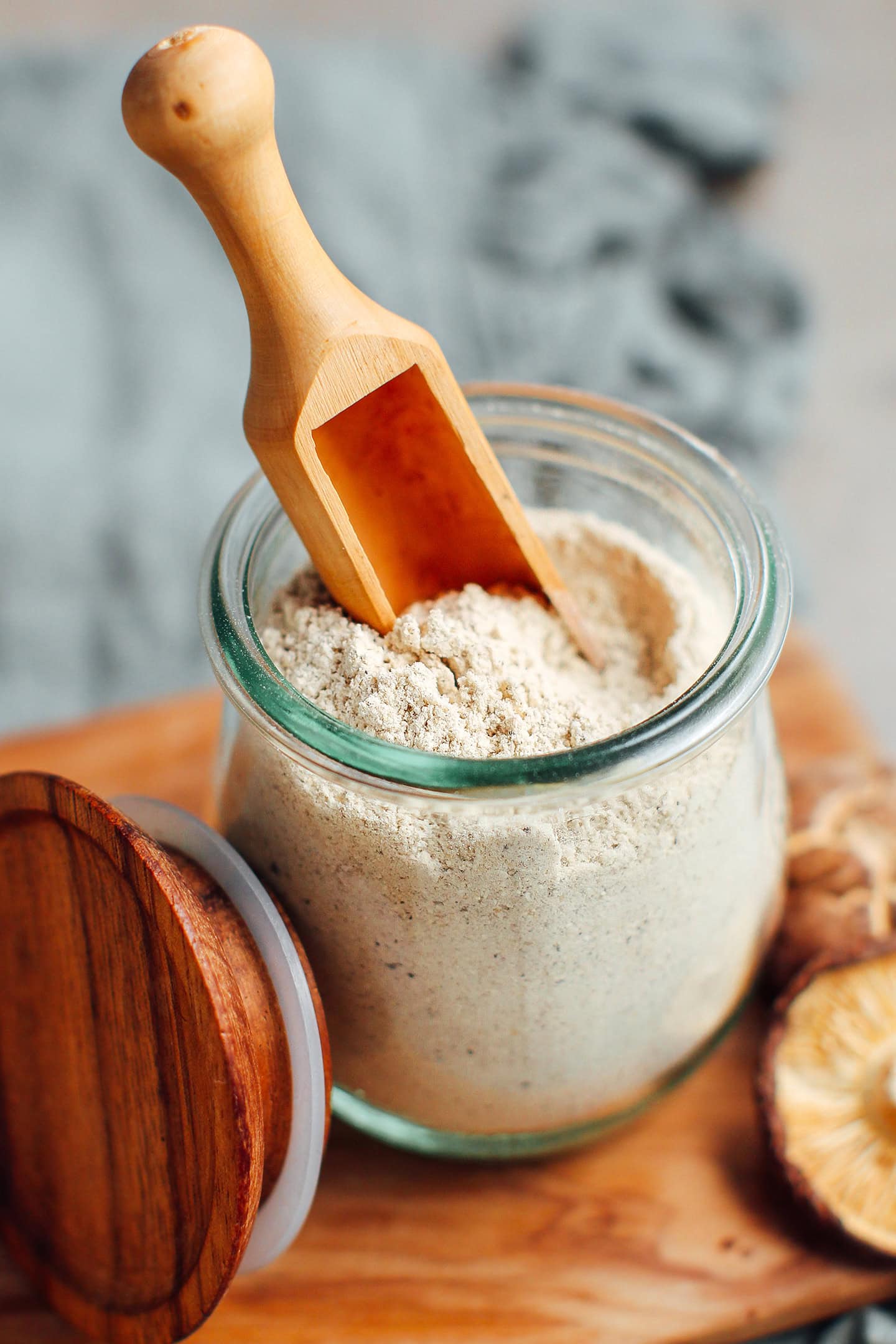 Mushroom powder in a small jar.