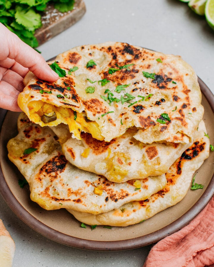 Potato & Green Bean Stuffed Naan