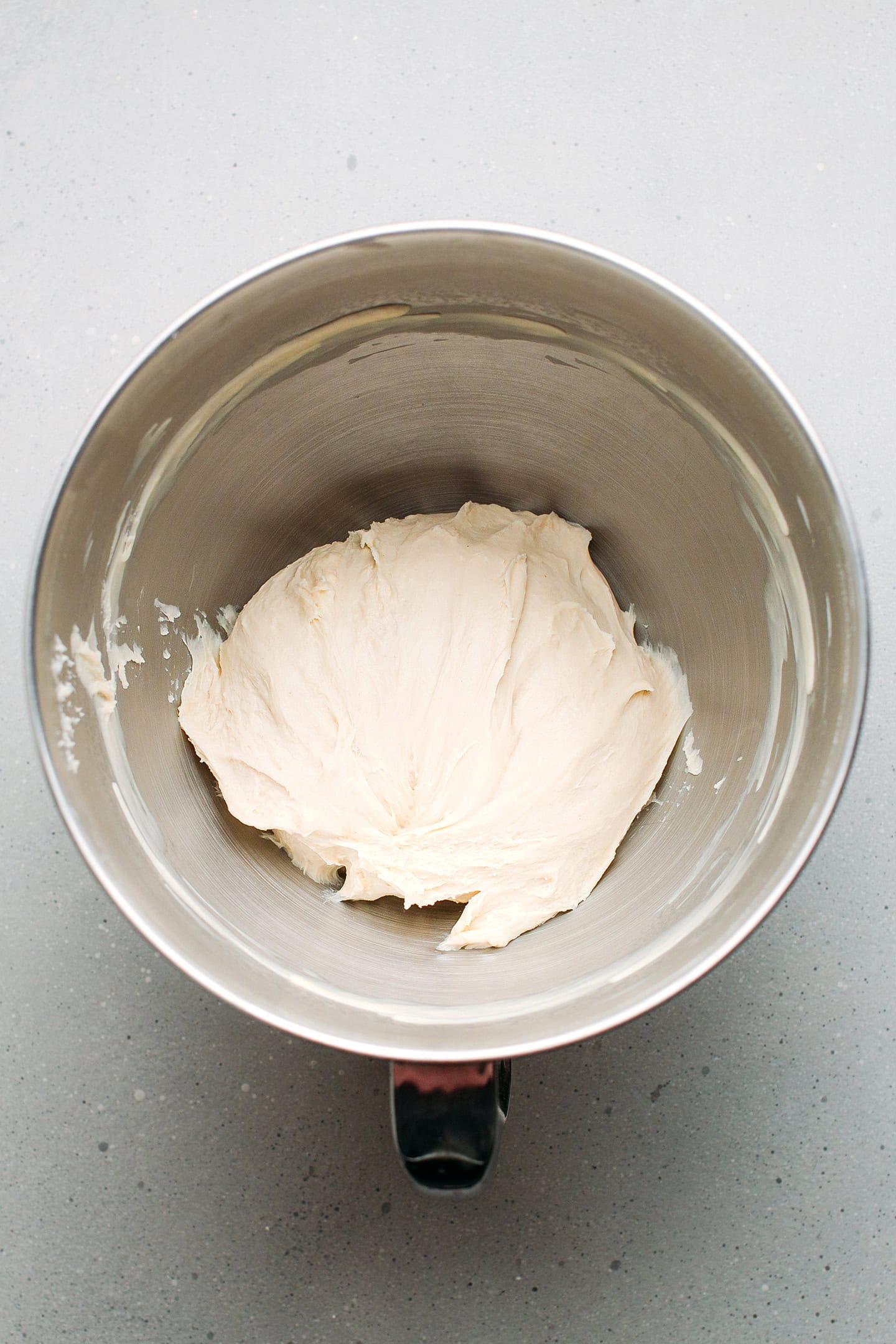 Naan dough in a stand mixer.