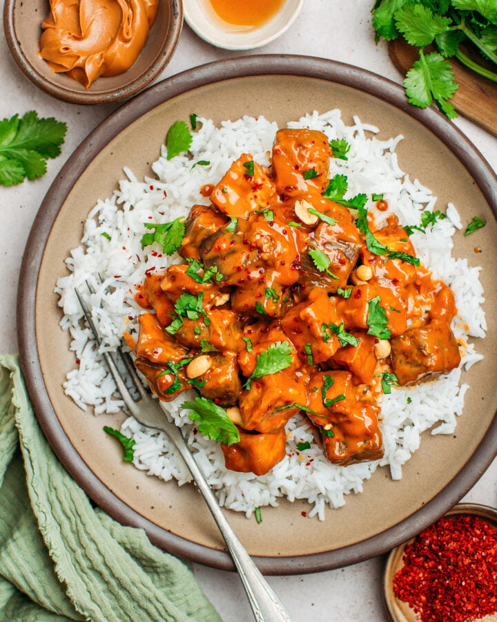 Eggplant & Tofu with Spicy Peanut Sauce