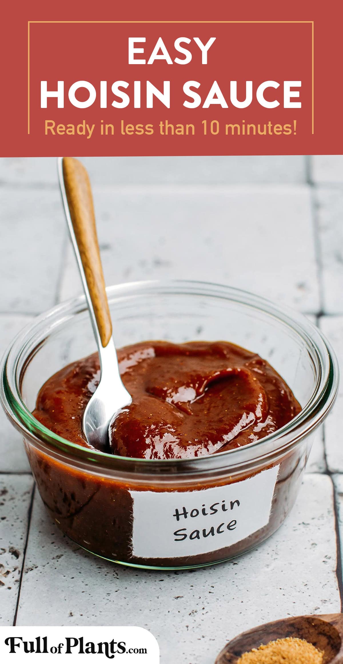 Homemade Hoisin sauce that is sweet, salty, and refined sugar-free! So much better than store-bought! Use as a dipping sauce, glaze, or as a marinade. #vegan #hoisin #chinesecooking #sauce