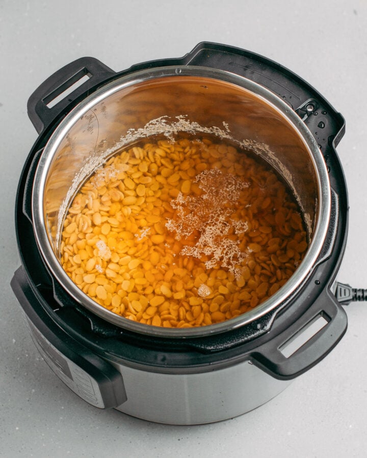 Cooked soybeans in an Instant Pot.