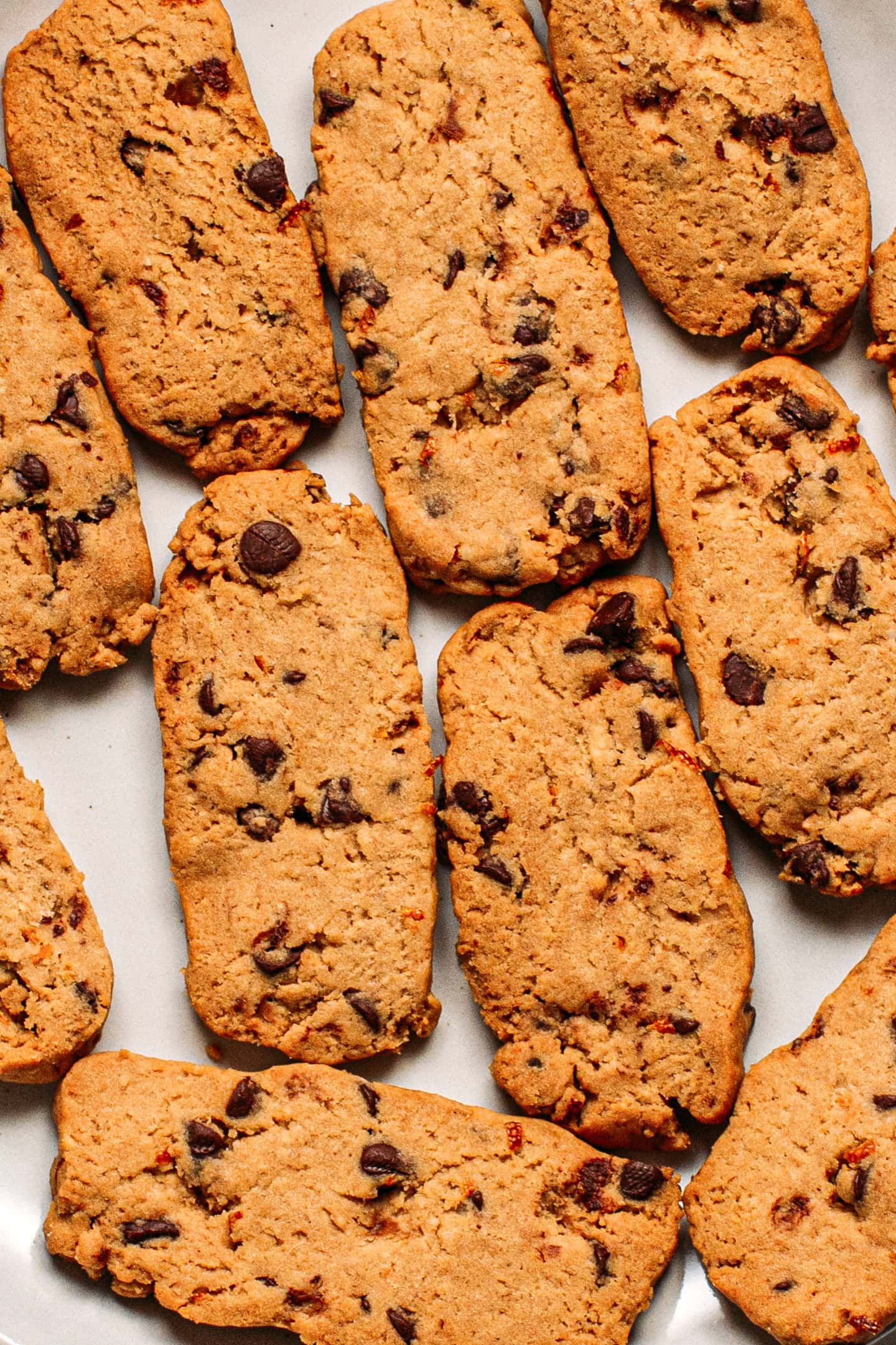 Baked chocolate chip orange cookies.